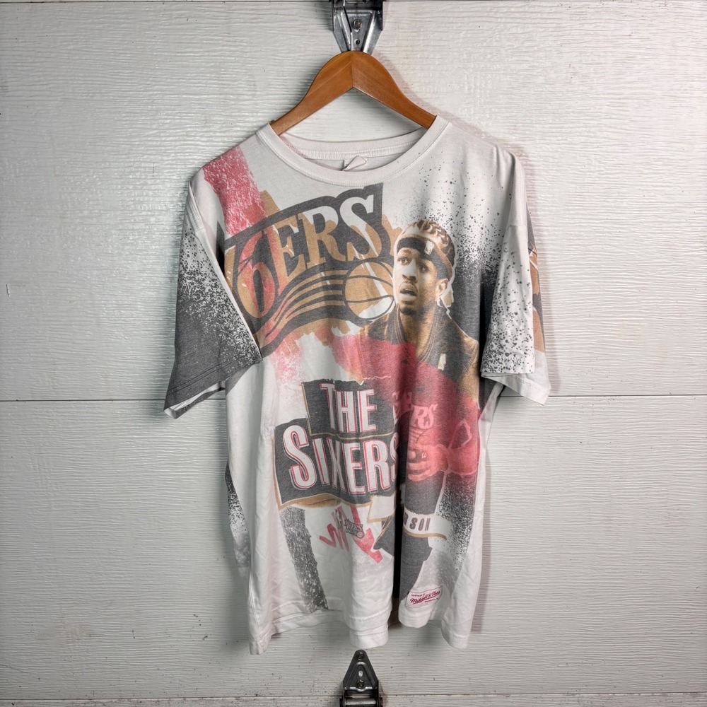 Allen Iverson Sixers Mitchell Ness The Answer All Over Print Tee XL